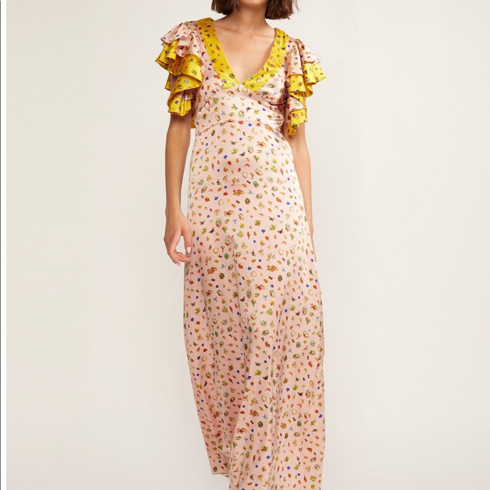 Cynthia Rowley Pamela Flutter Sleeve Maxi Dress